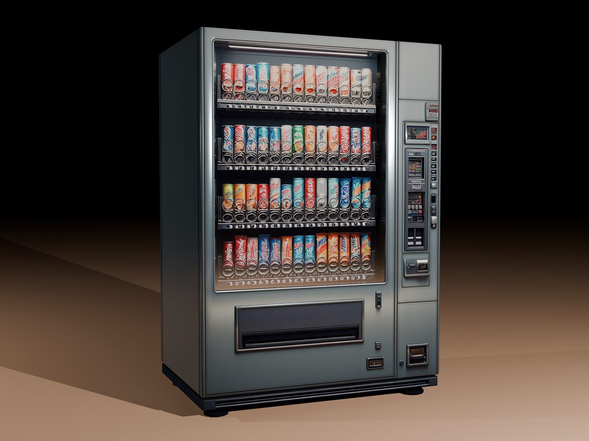 Vending machine stocked with drinks
